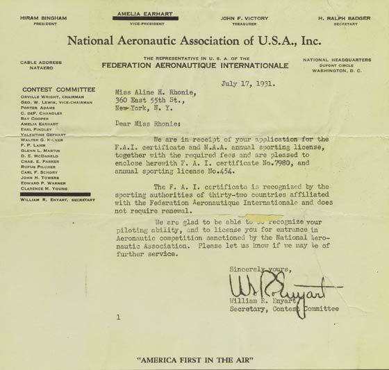 NAA Letter, July 17, 1931 (Source: Roberts)